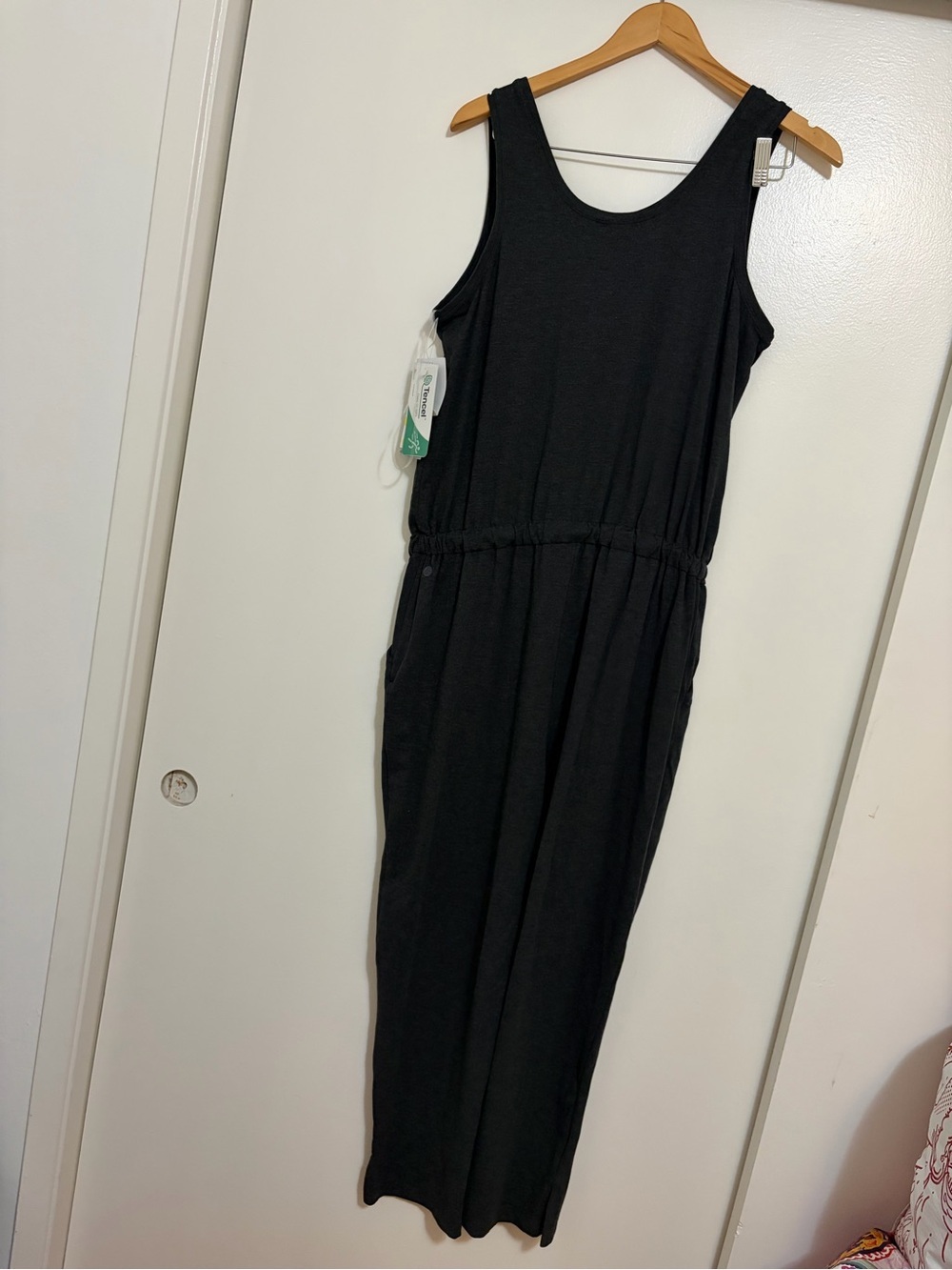 Zella Gwen Sleeveless Knit Drawstring Jumpsuit In Grey Dark Heather - Picture 8 of 9
